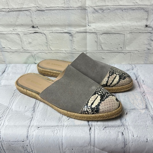 Kaanas Melilla Snakeskin Print Espadrille Mule Slide Flat Shoes Size 7 - Picture 1 of 13